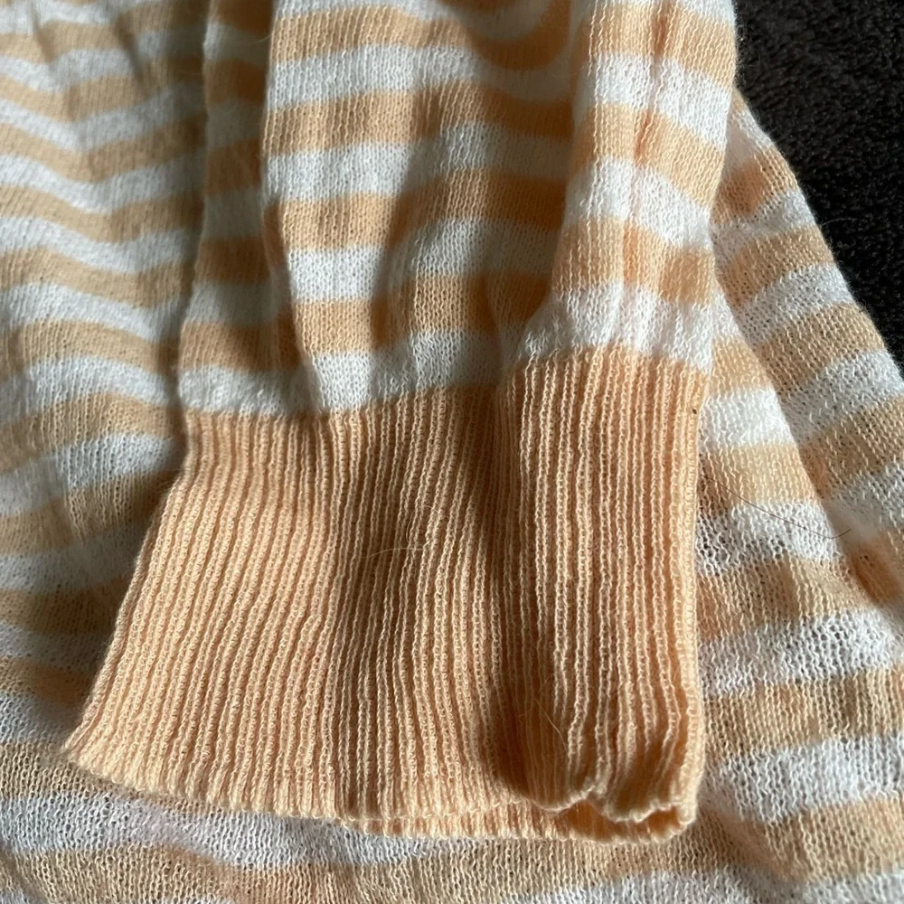 J. Crew sheer cardigan. Peach and white stripe.